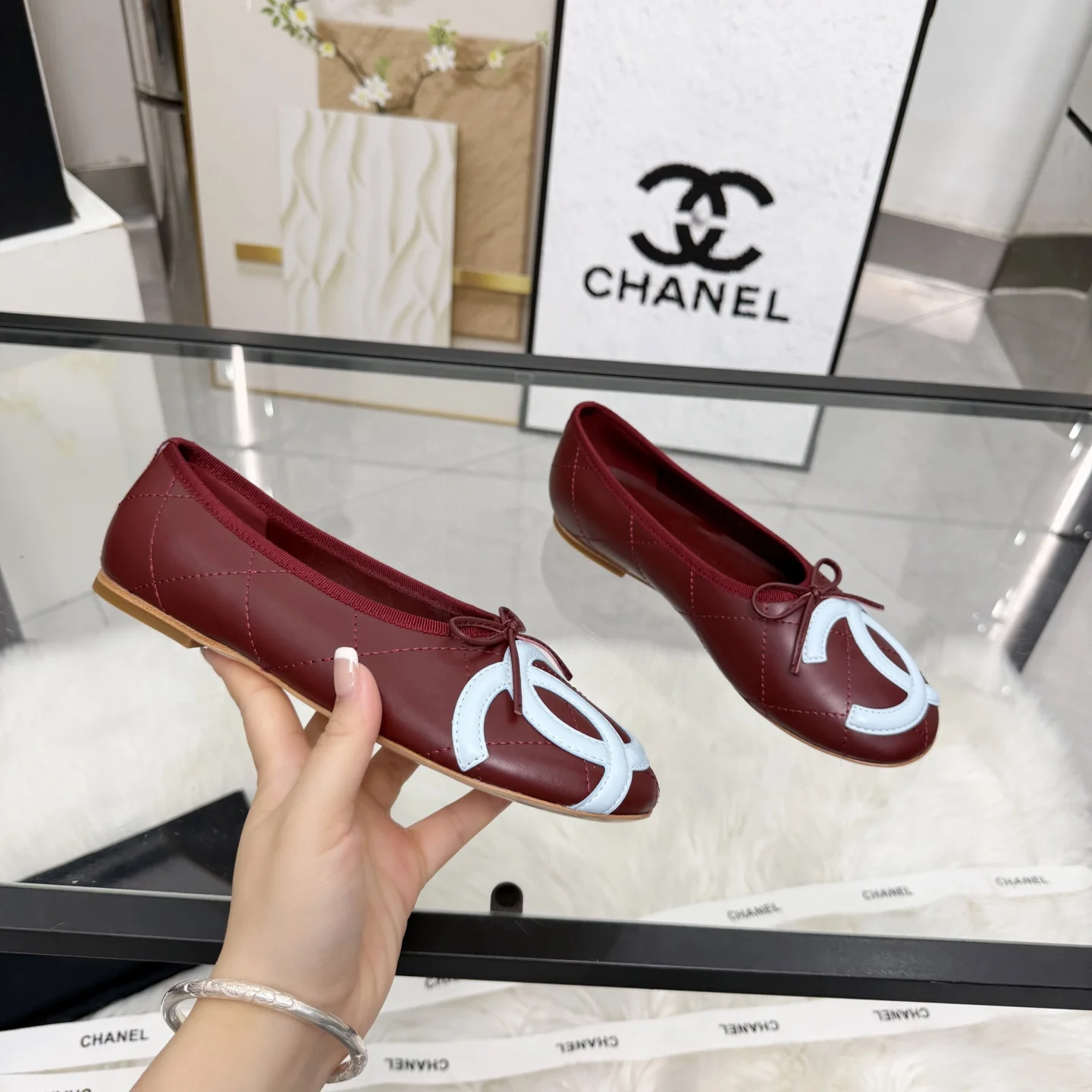 CHANEL Sandals Leather Burgundy-White EU35-41 B70202609110276