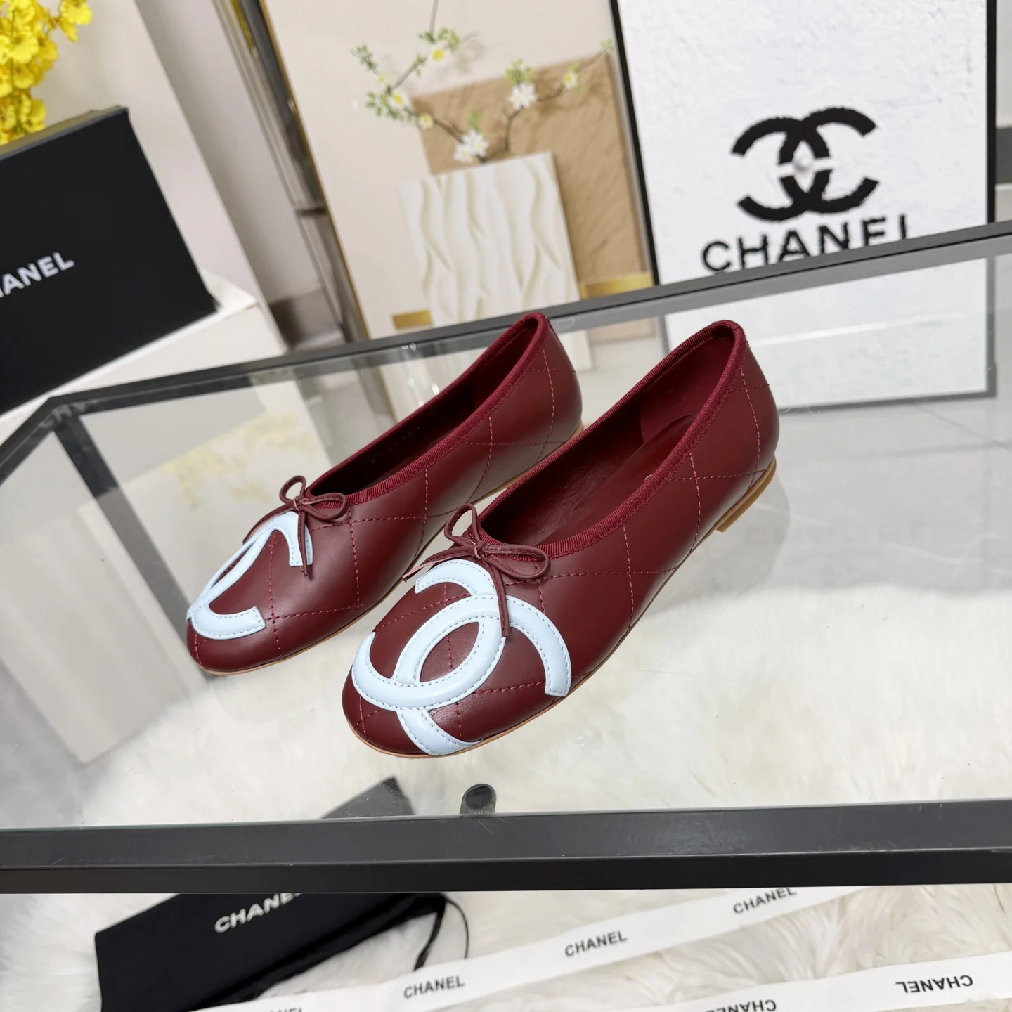 CHANEL Sandals Leather Burgundy-White EU35-41 B70202609110276 - Image 4