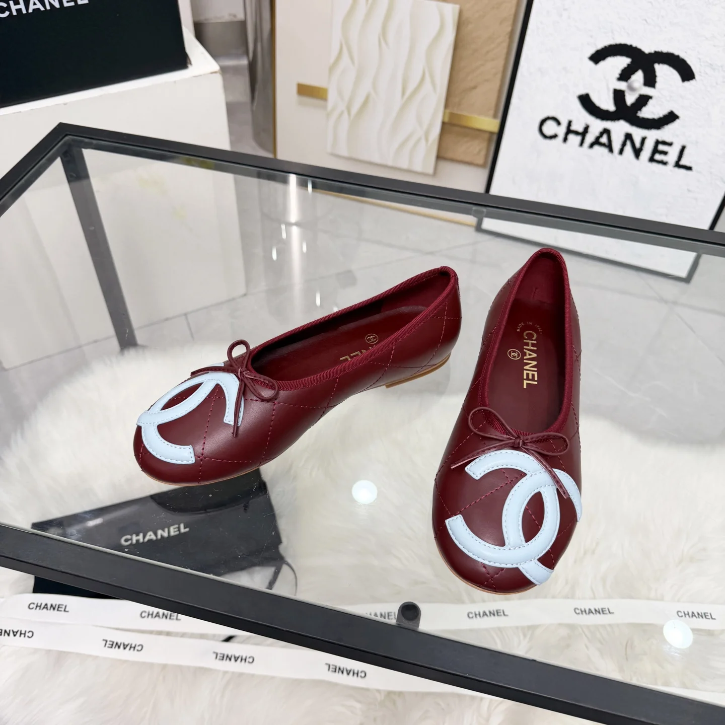 CHANEL Sandals Leather Burgundy-White EU35-41 B70202609110276 - Image 5