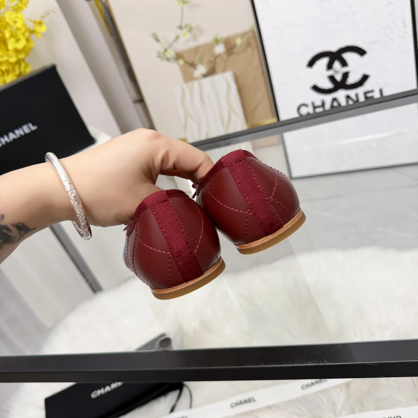 CHANEL Sandals Leather Burgundy-White EU35-41 B70202609110276 - Image 7