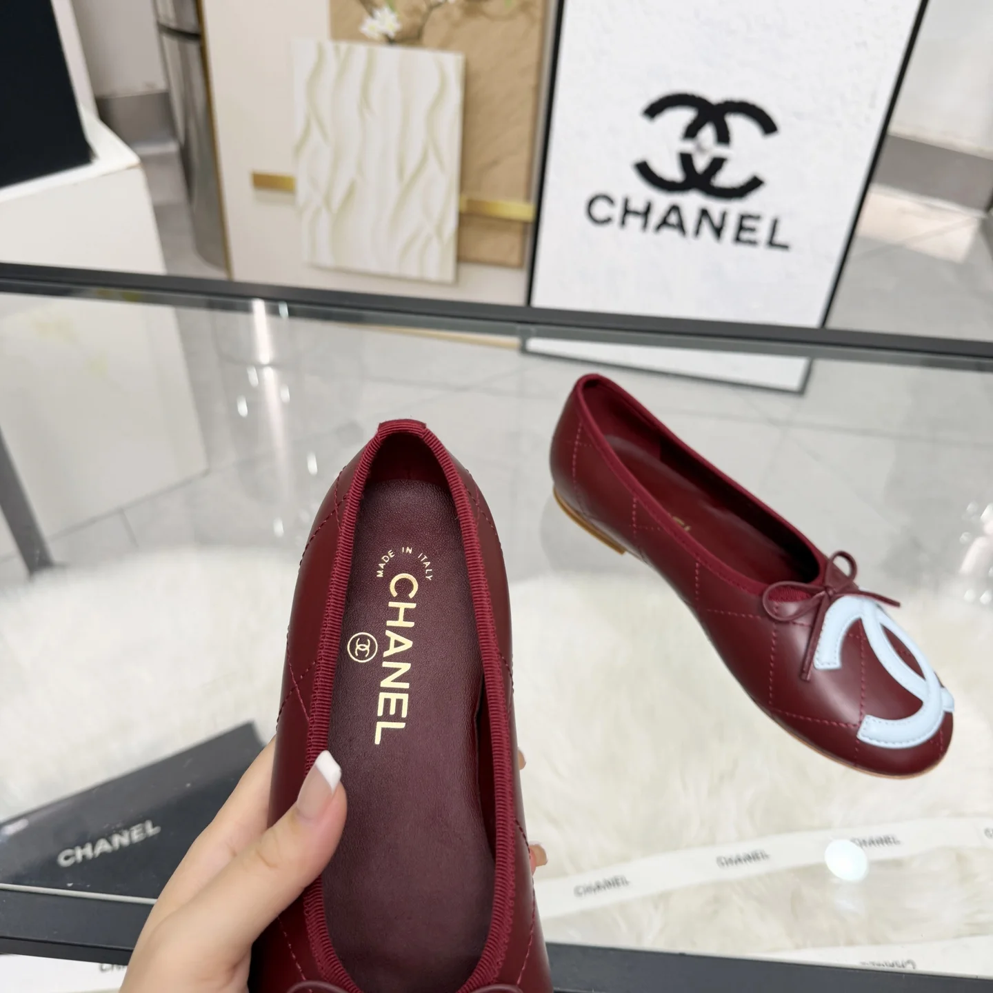 CHANEL Sandals Leather Burgundy-White EU35-41 B70202609110276 - Image 8