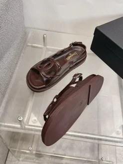 Alternative view of CHANEL Sandals Oiled Leather Brown EU35-40 B20202609112002