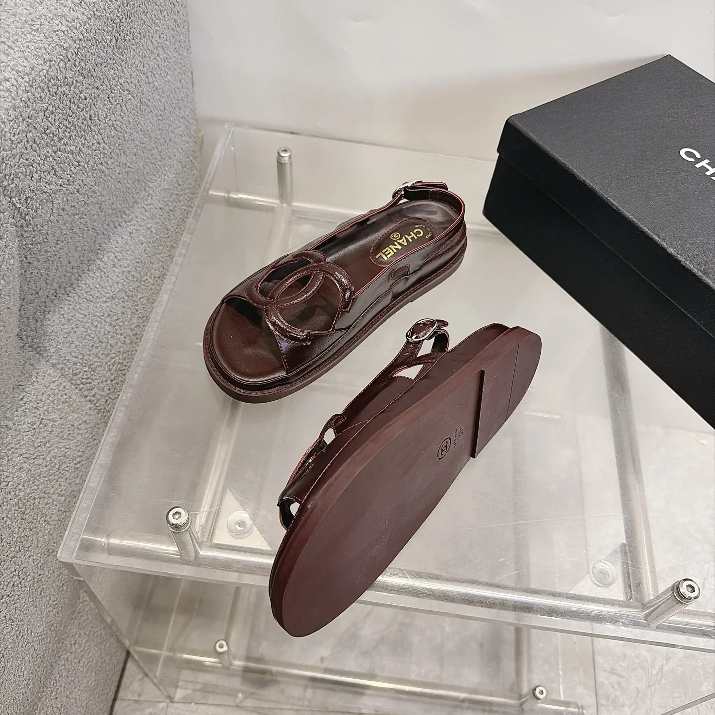 CHANEL Sandals Oiled Leather Brown EU35-40 B20202609112002 - Image 2