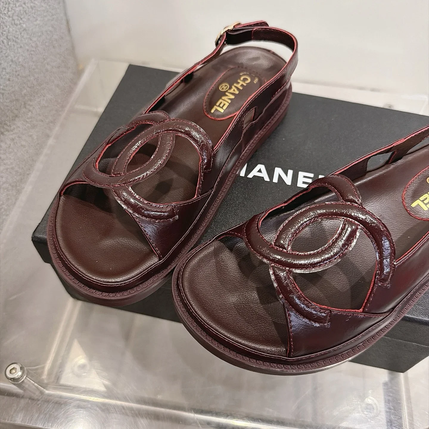 CHANEL Sandals Oiled Leather Brown EU35-40 B20202609112002 - Image 5