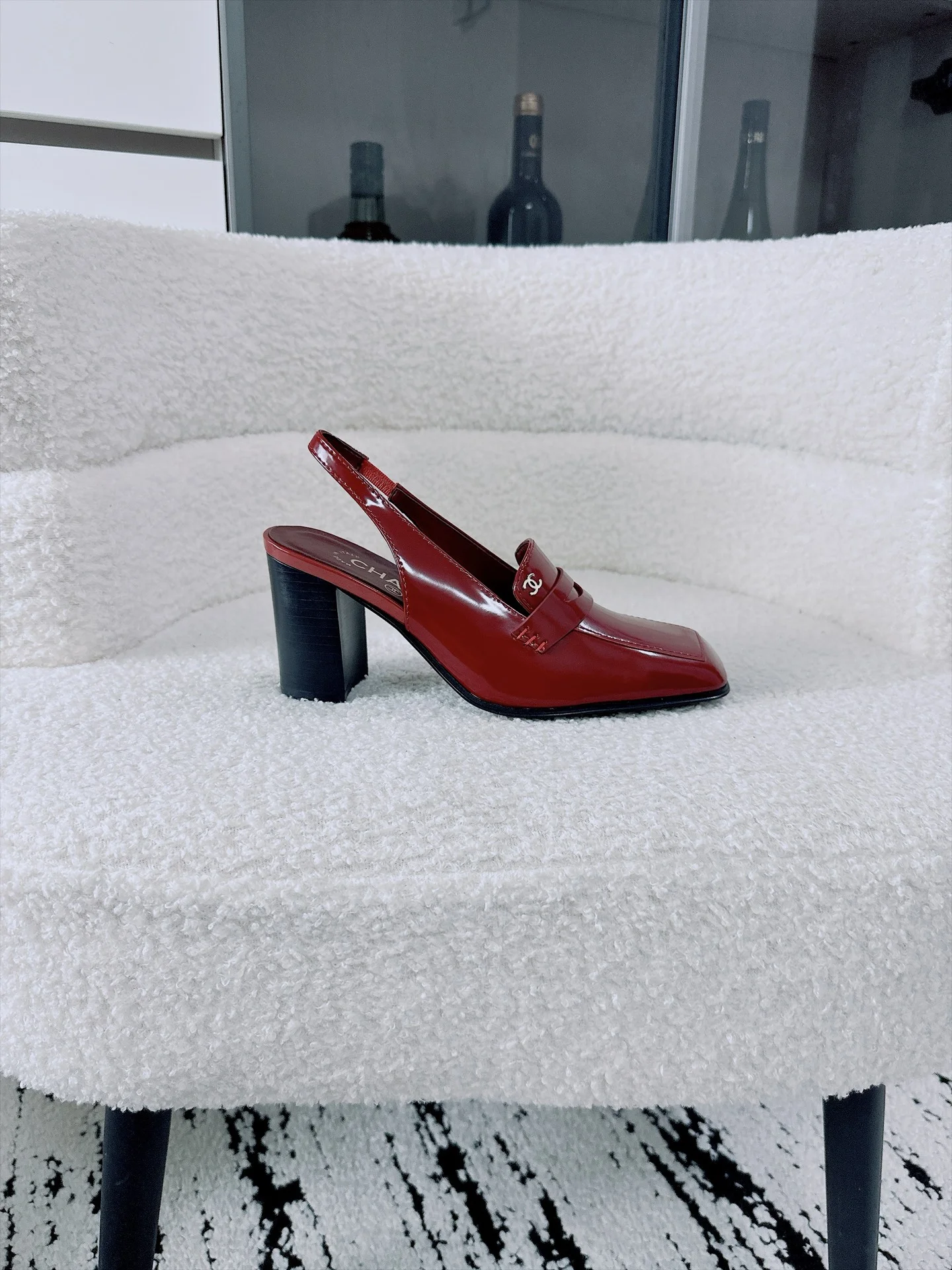 CHANEL Sandals Patent Lamb Leather Red-Black EU35-41 B70202609110540