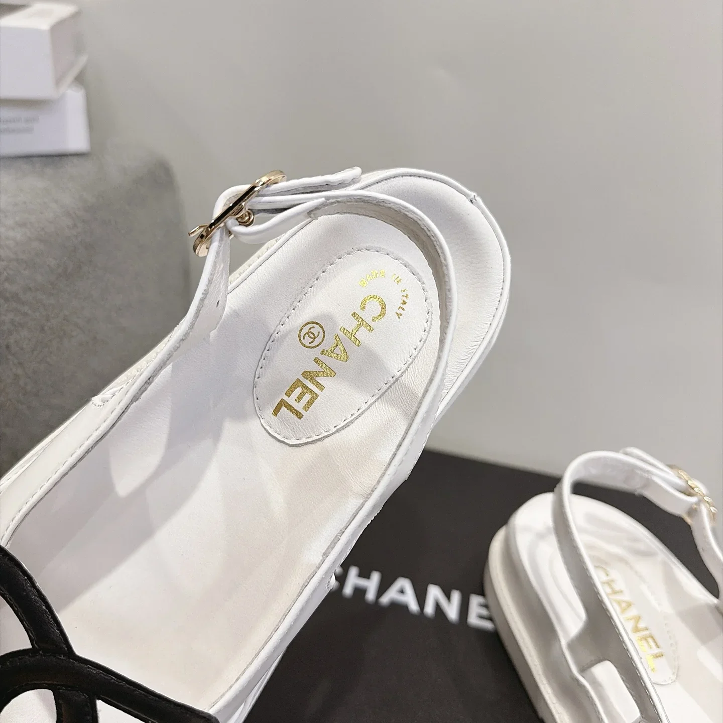 CHANEL Sandals Suede Leather White-Black EU35-40 B20202609112005 - Image 2