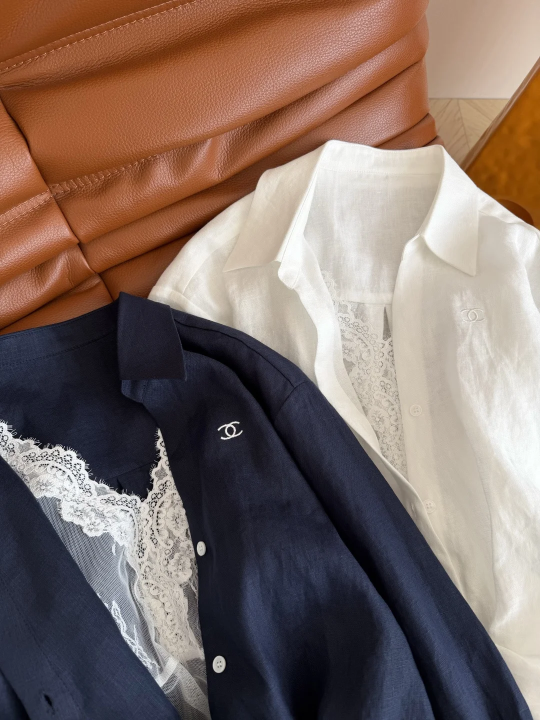 CHANEL Shirts Linen Navy-White S-L C05202609060354 - Image 2