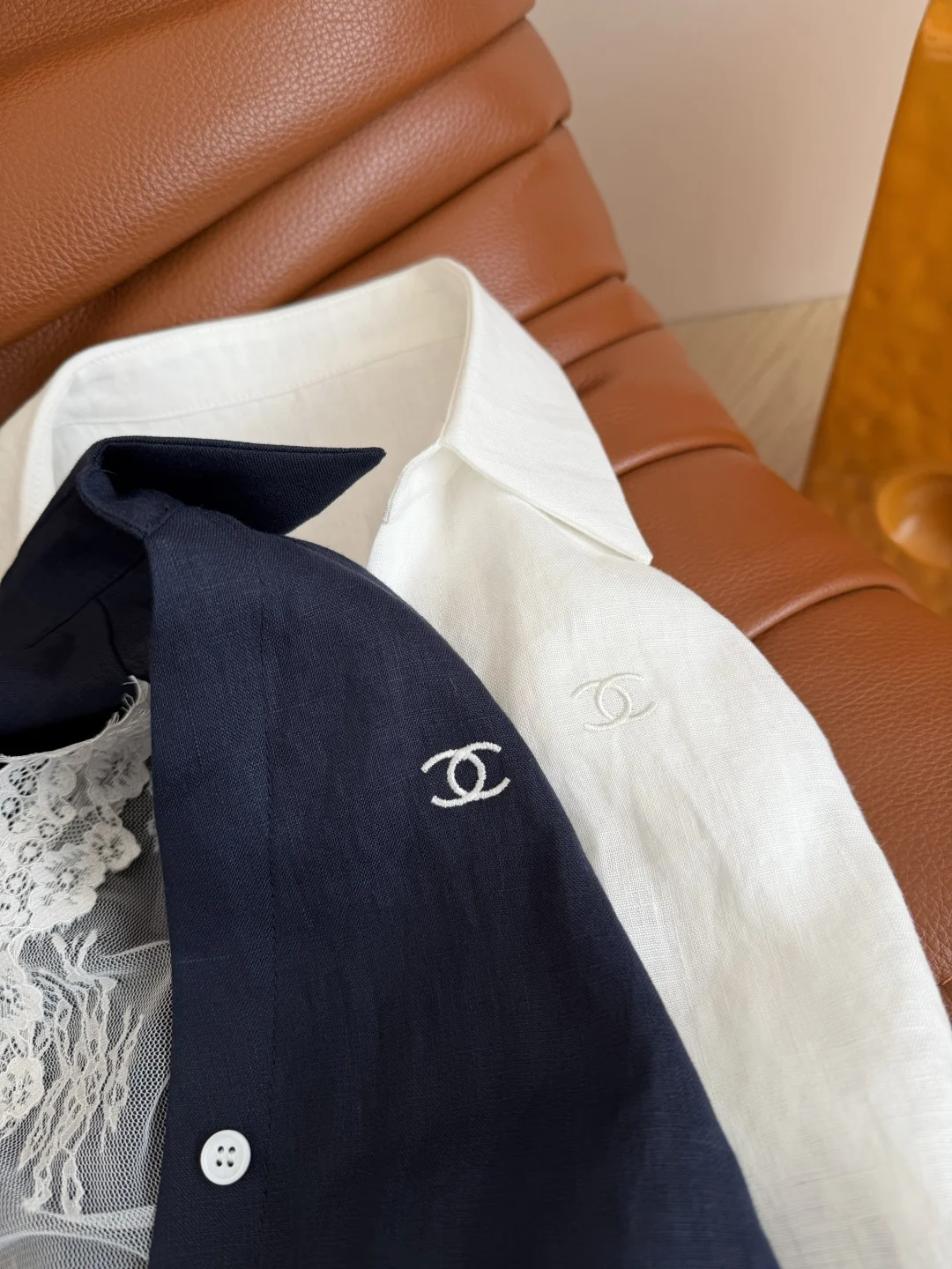 CHANEL Shirts Linen Navy-White S-L C05202609060354 - Image 7