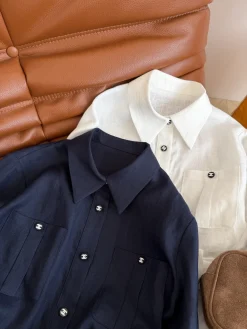 Alternative view of CHANEL Shirts Navy-White S-L C15202609061396