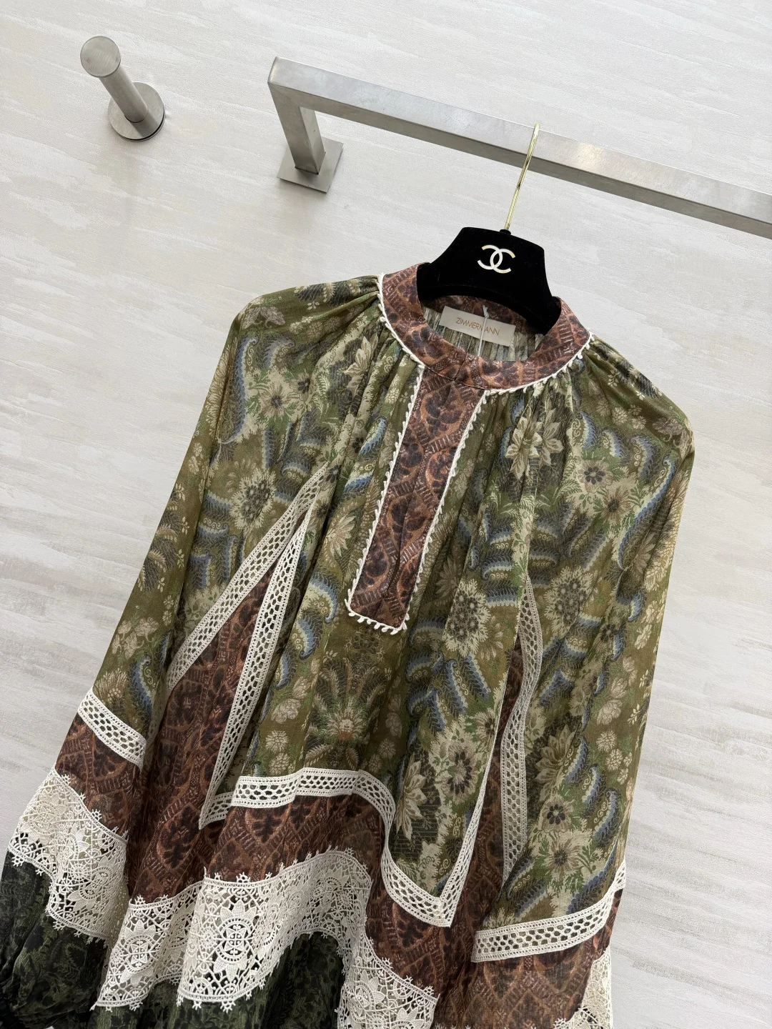 CHANEL Shirts Ramie Lace Green-Brown 36-40 D00202609062624 - Image 3