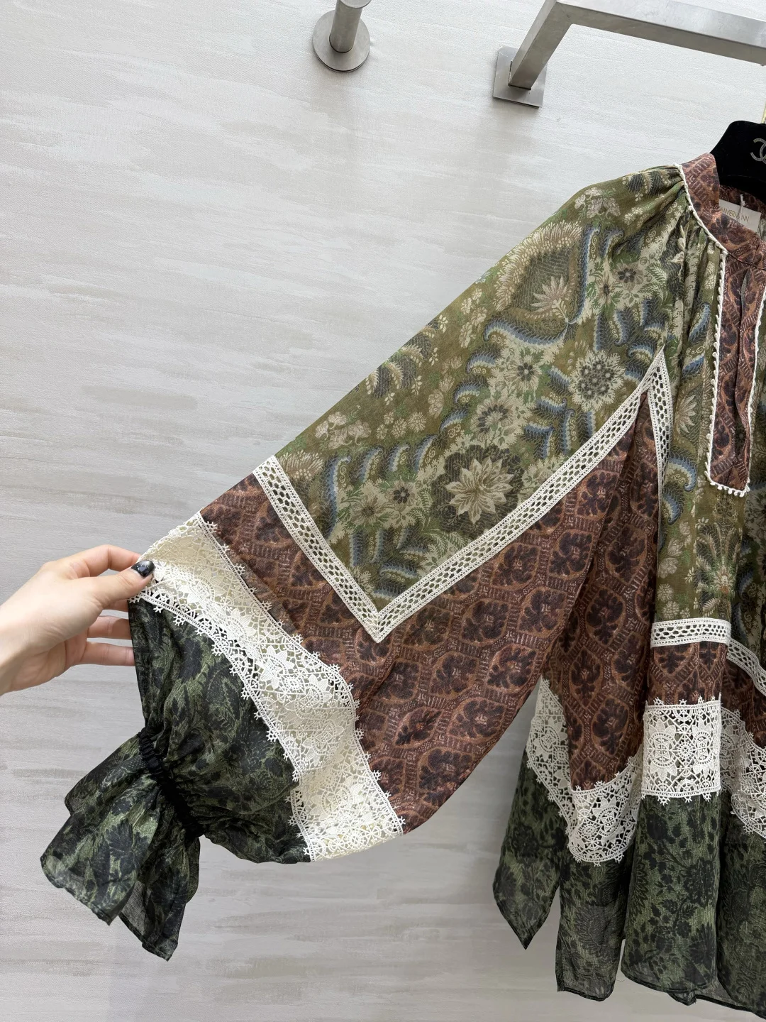 CHANEL Shirts Ramie Lace Green-Brown 36-40 D00202609062624 - Image 4