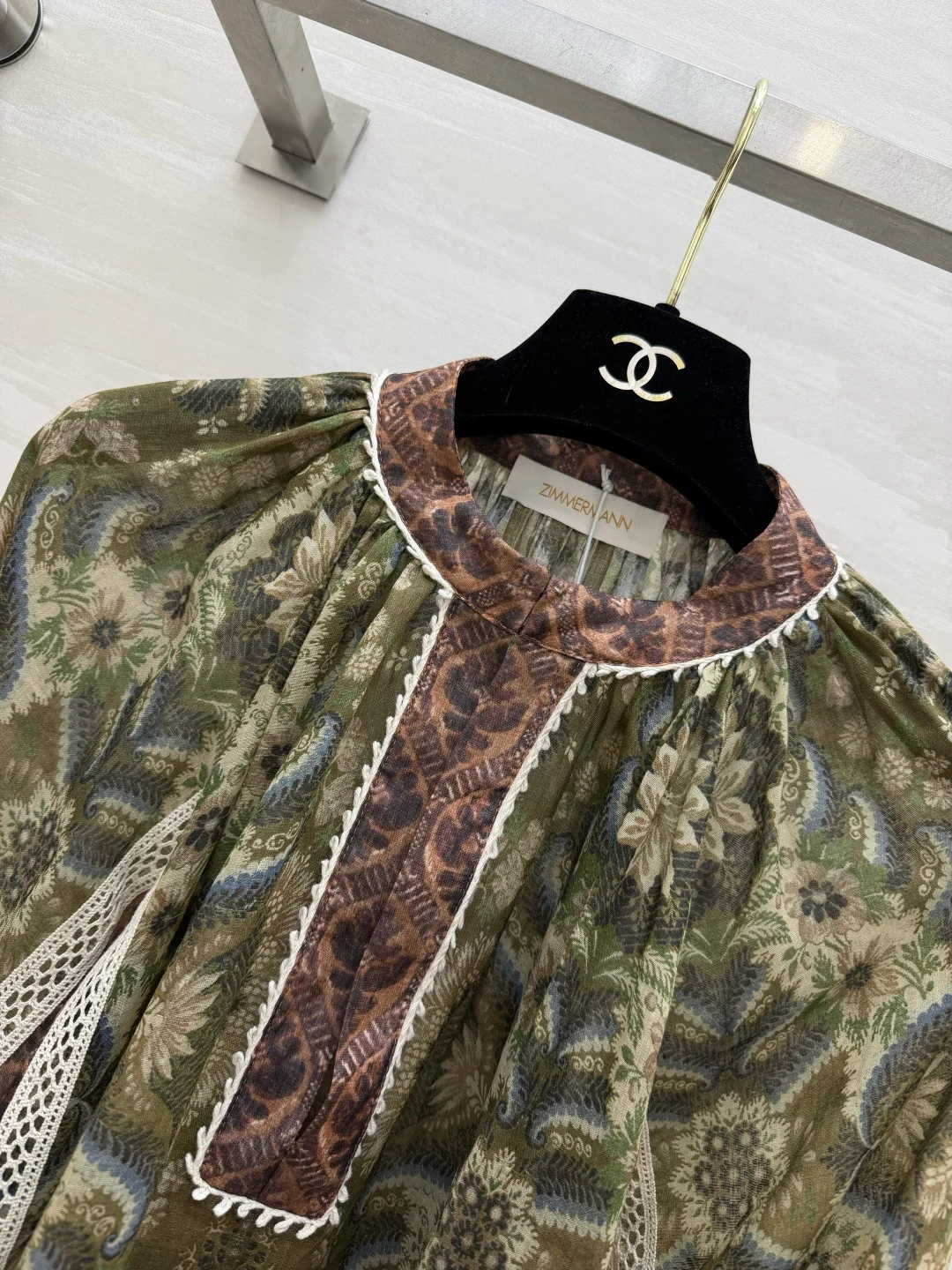 CHANEL Shirts Ramie Lace Green-Brown 36-40 D00202609062624 - Image 5