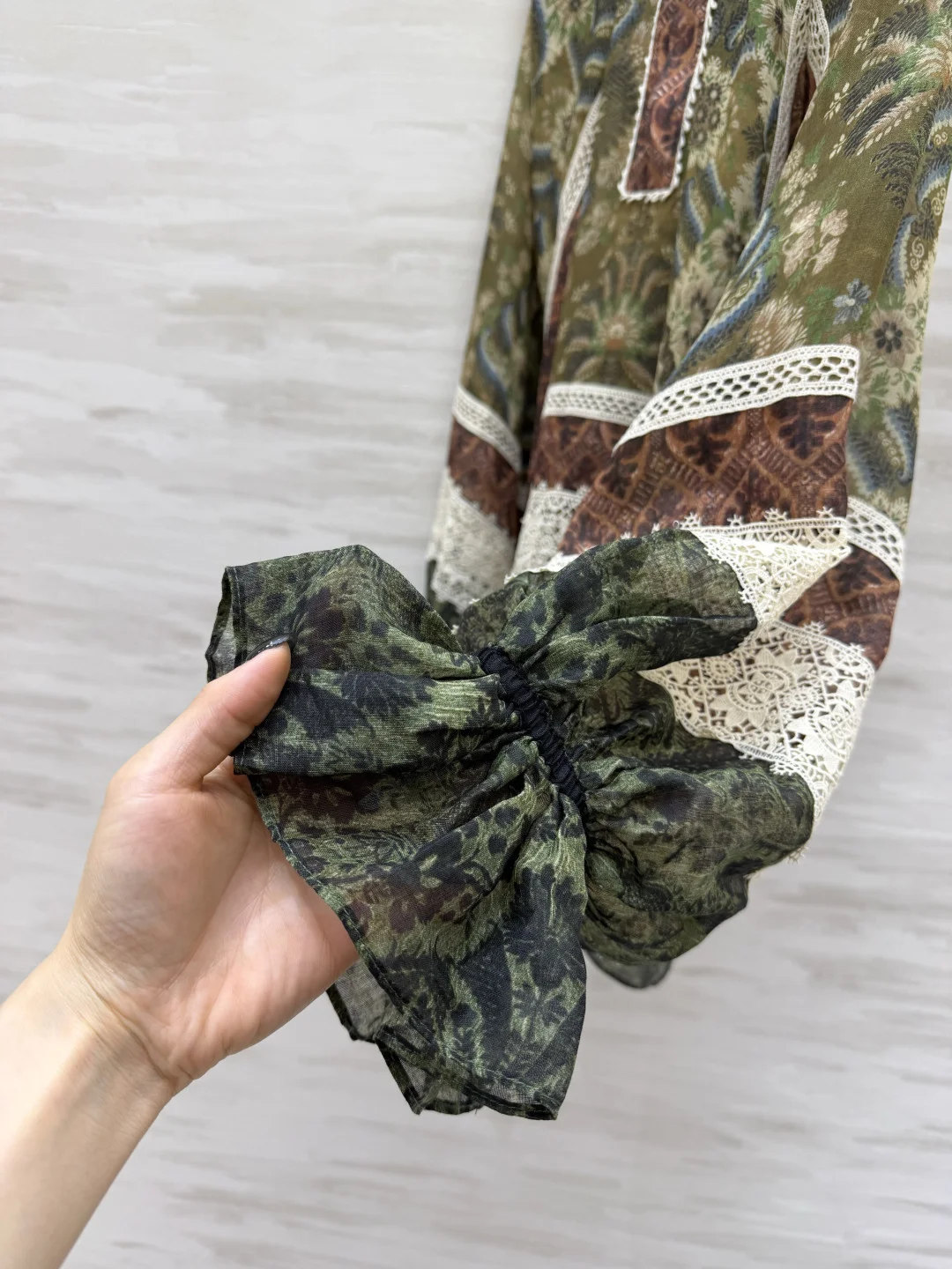 CHANEL Shirts Ramie Lace Green-Brown 36-40 D00202609062624 - Image 7