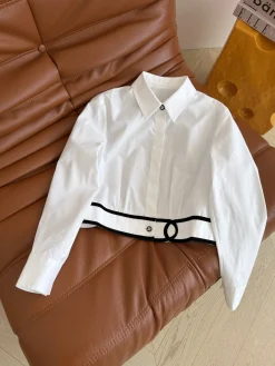 CHANEL Shirts Velvet White-Black S-L B55202609060819
