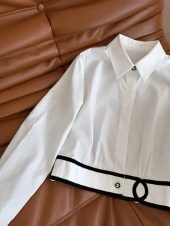Alternative view of CHANEL Shirts Velvet White-Black S-L B55202609060819