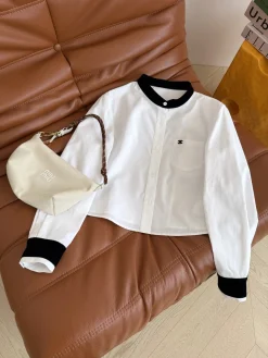 CHANEL Shirts Velvet White-Black S-L C55202609061743