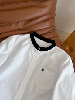 Alternative view of CHANEL Shirts Velvet White-Black S-L C55202609061743