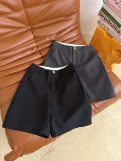 CHANEL Shorts Wool Black-Gray S-L B35202609061394