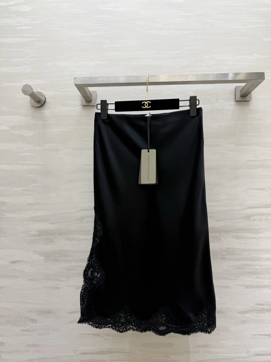 CHANEL Skirts Acetate Satin Black S_M_L B35202609062621