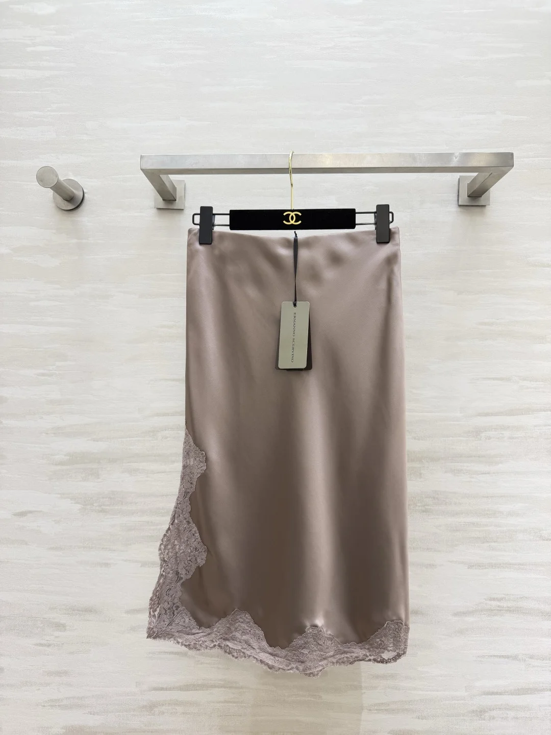 CHANEL Skirts Acetate Satin Taupe-Lavender S_M_L B35202609062619