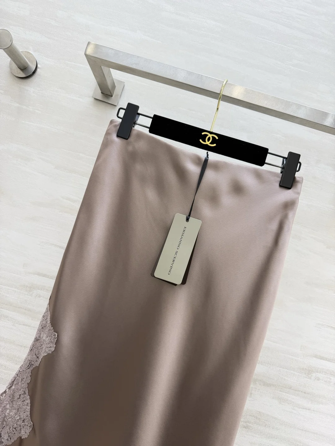 CHANEL Skirts Acetate Satin Taupe-Lavender S_M_L B35202609062619 - Image 5