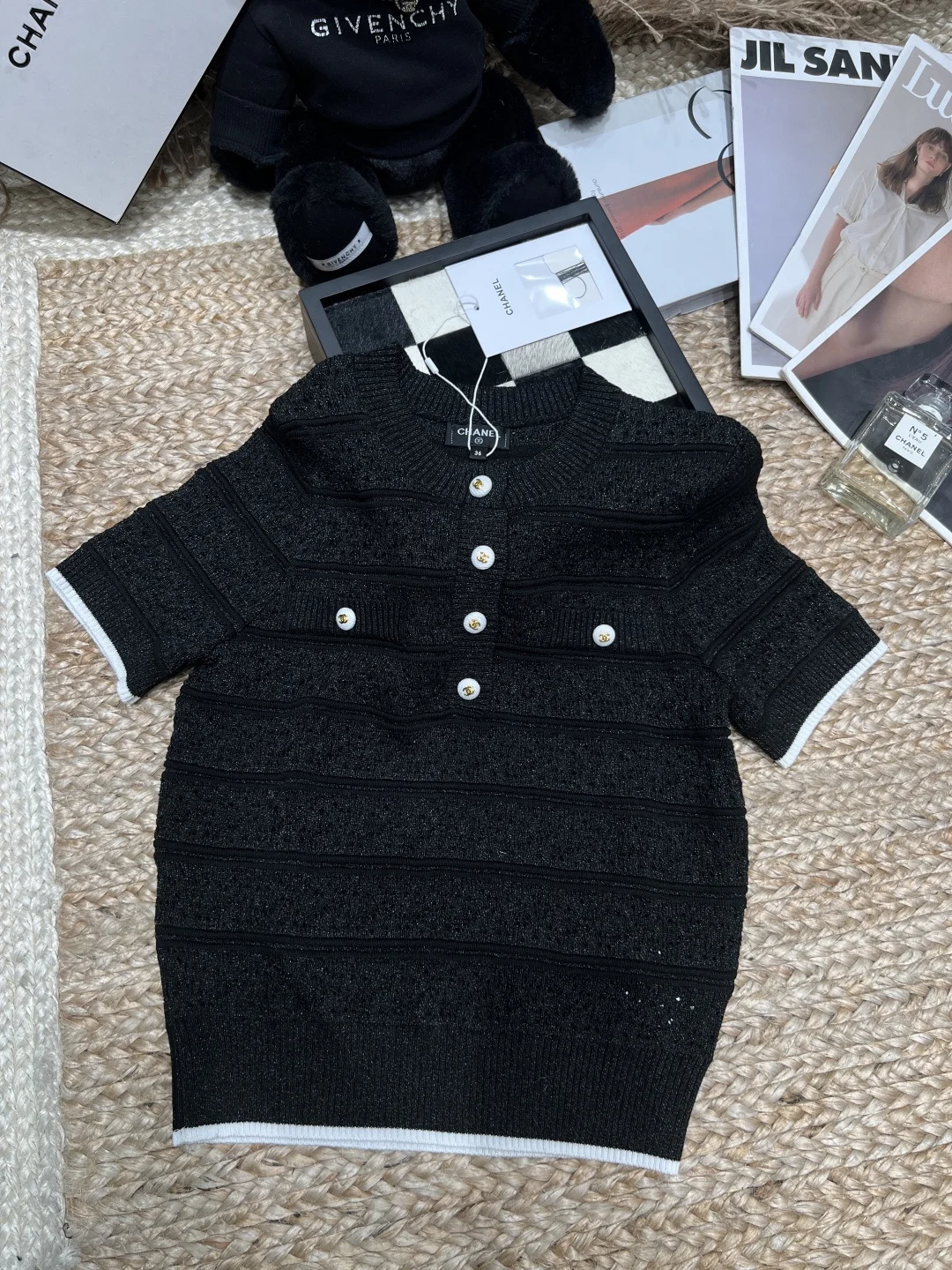 CHANEL Skirts Knit Black-White S-L B85202609061877 - Image 2