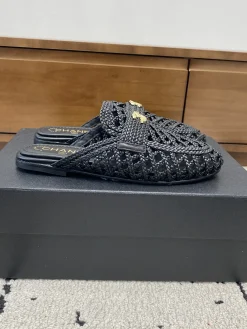 Alternative view of CHANEL Slides Mesh Knit Black-Gold EU35-39 B71202609110237