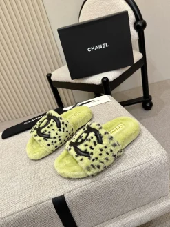 CHANEL Slides Wool Yellow-Black EU35-42 A80202609110517