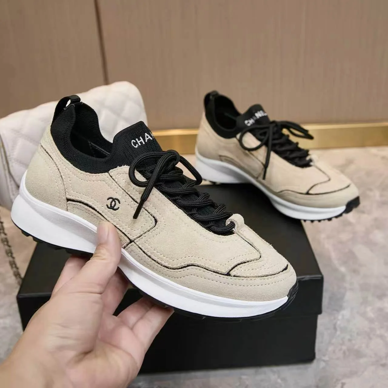 CHANEL Sneakers Beige-Black B80202609110573 - Image 5