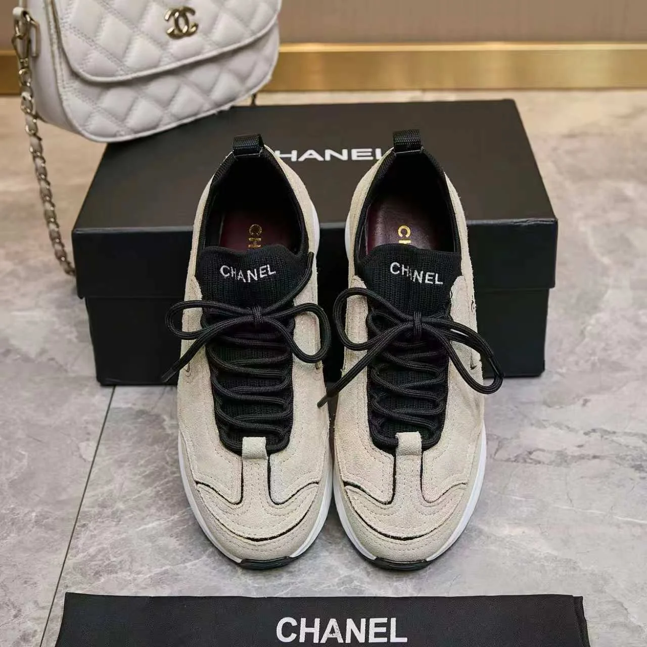 CHANEL Sneakers Beige-Black B80202609110573 - Image 7