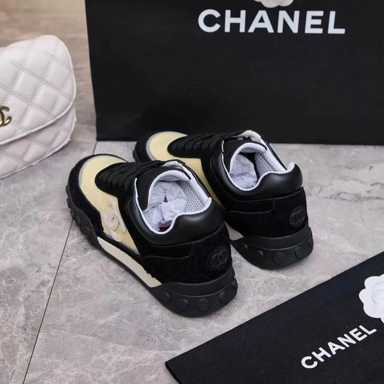 CHANEL Sneakers Leather Black-Beige EU35-41 B60202609110565 - Image 11