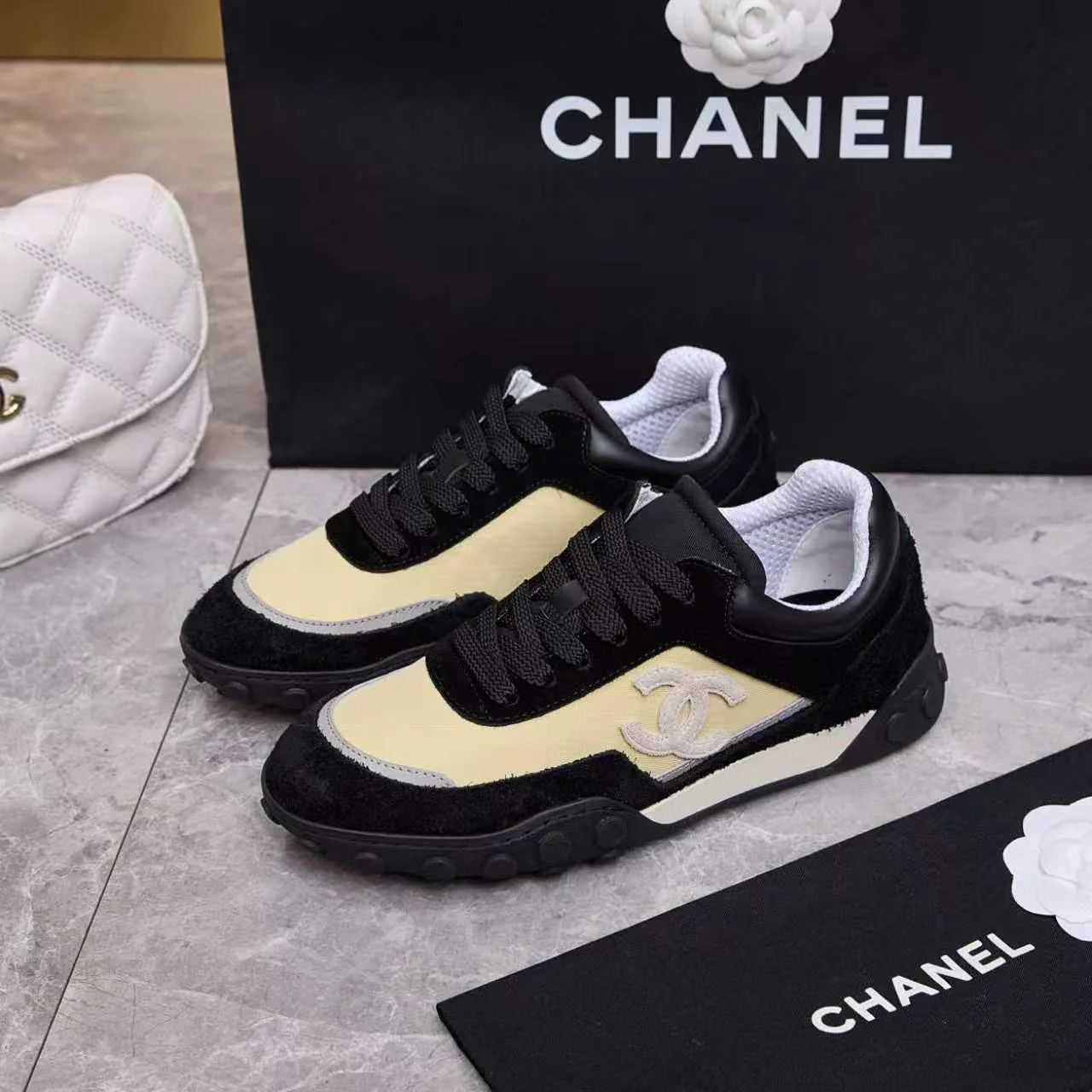 CHANEL Sneakers Leather Black-Beige EU35-41 B60202609110565 - Image 5
