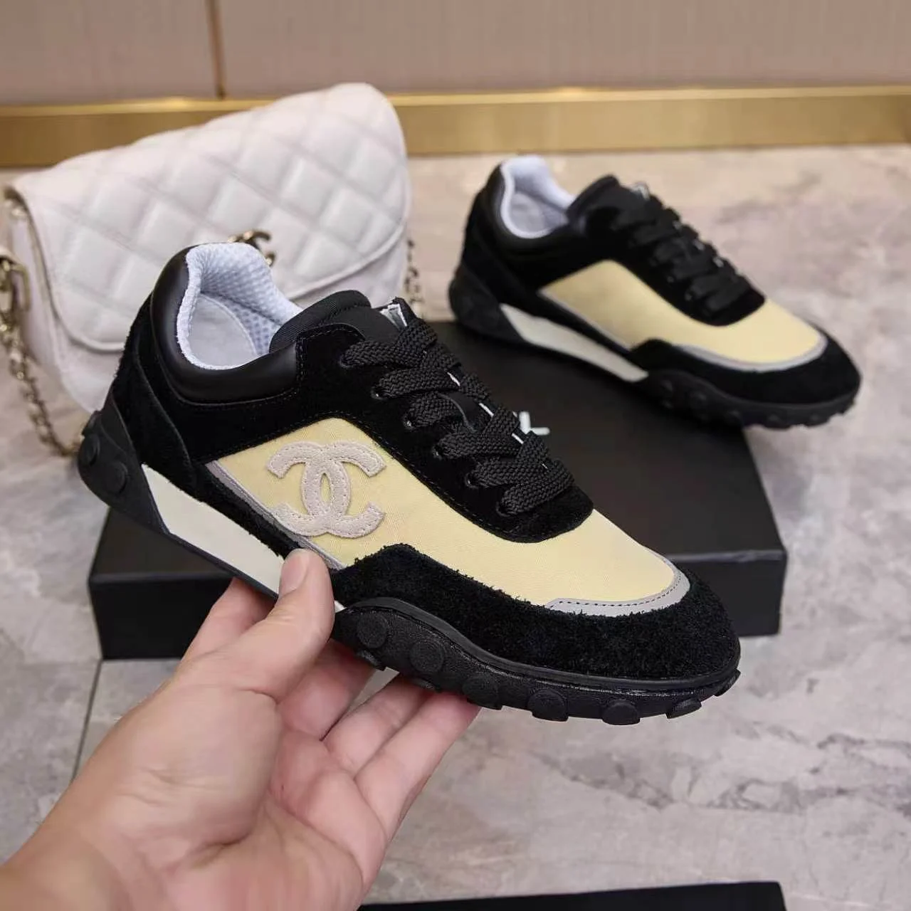 CHANEL Sneakers Leather Black-Beige EU35-41 B60202609110565 - Image 6