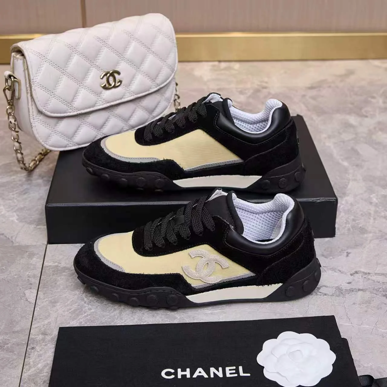 CHANEL Sneakers Leather Black-Beige EU35-41 B60202609110565 - Image 7