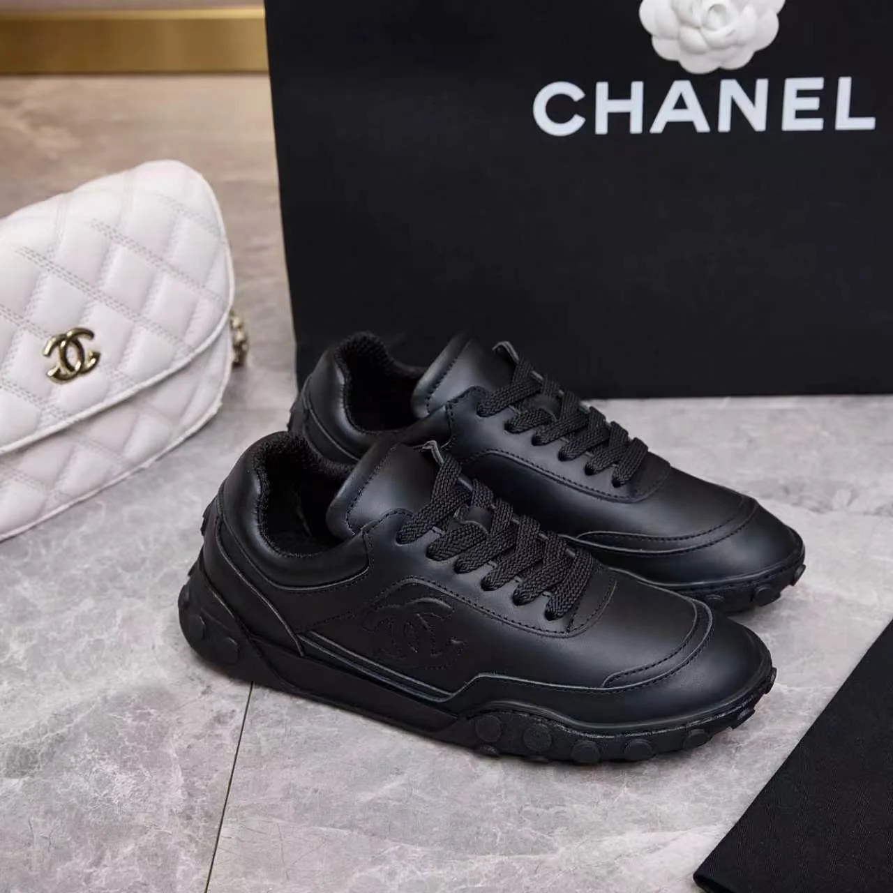 CHANEL Sneakers Leather Black EU35-41 B60202609110568 - Image 4