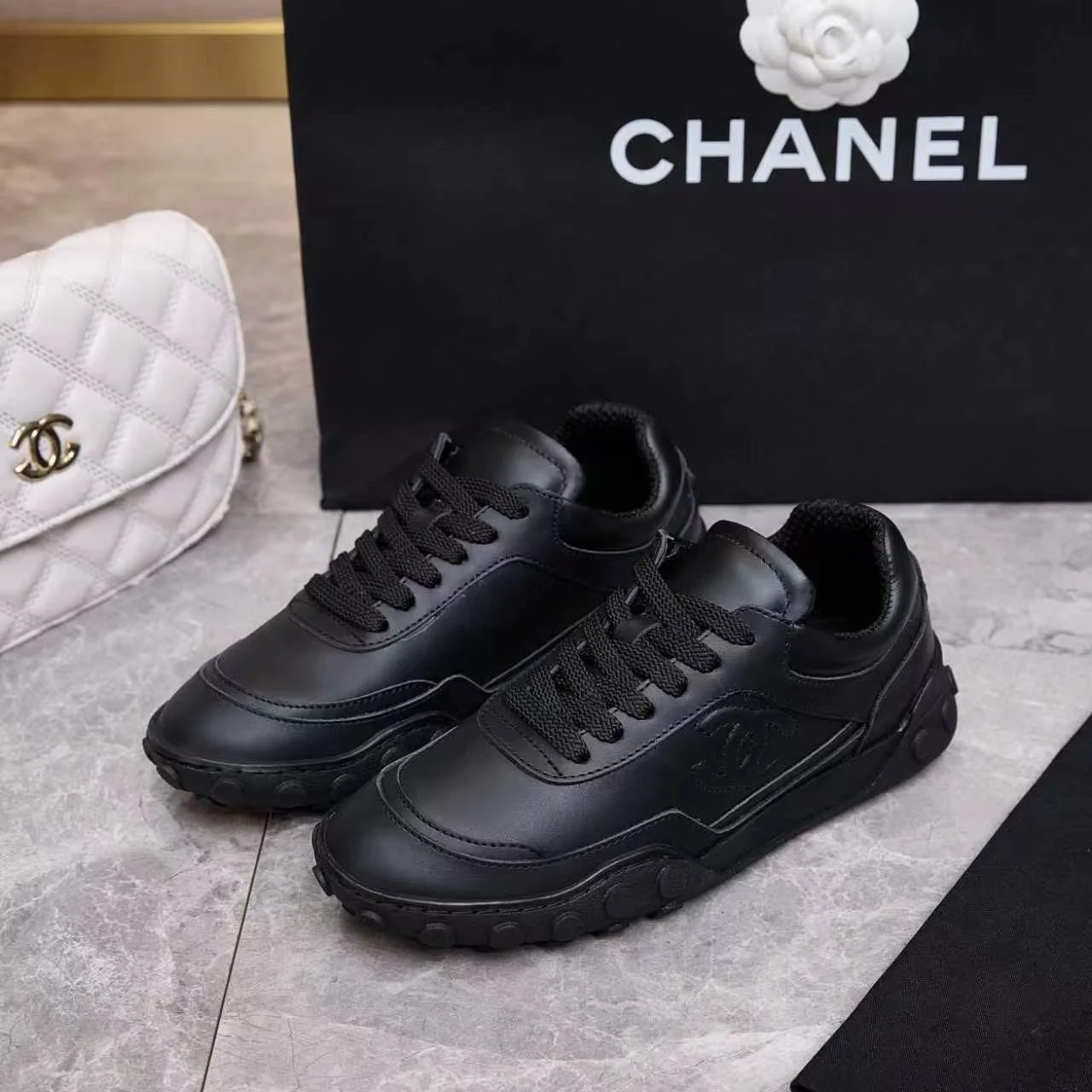 CHANEL Sneakers Leather Black EU35-41 B60202609110568 - Image 5