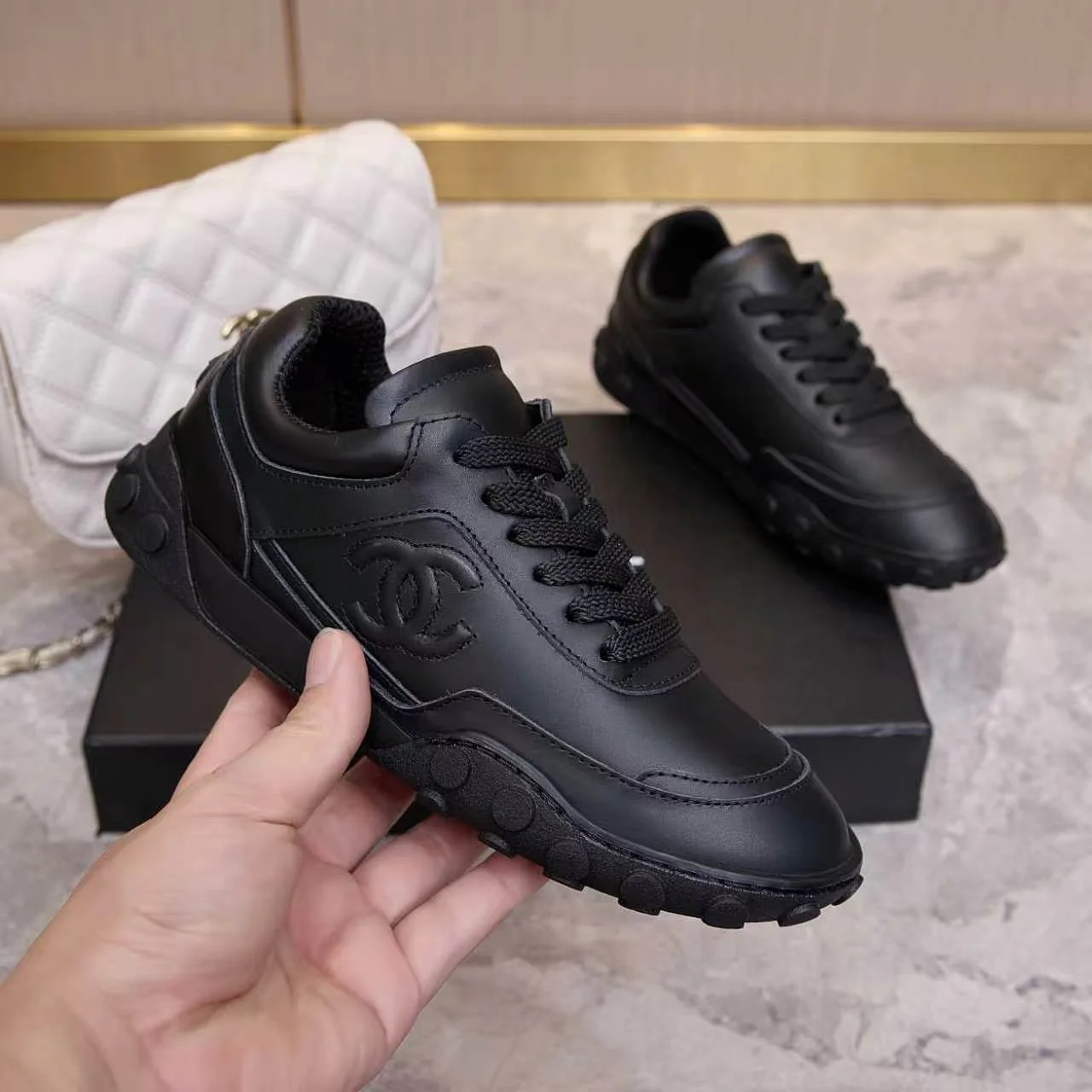 CHANEL Sneakers Leather Black EU35-41 B60202609110568 - Image 6