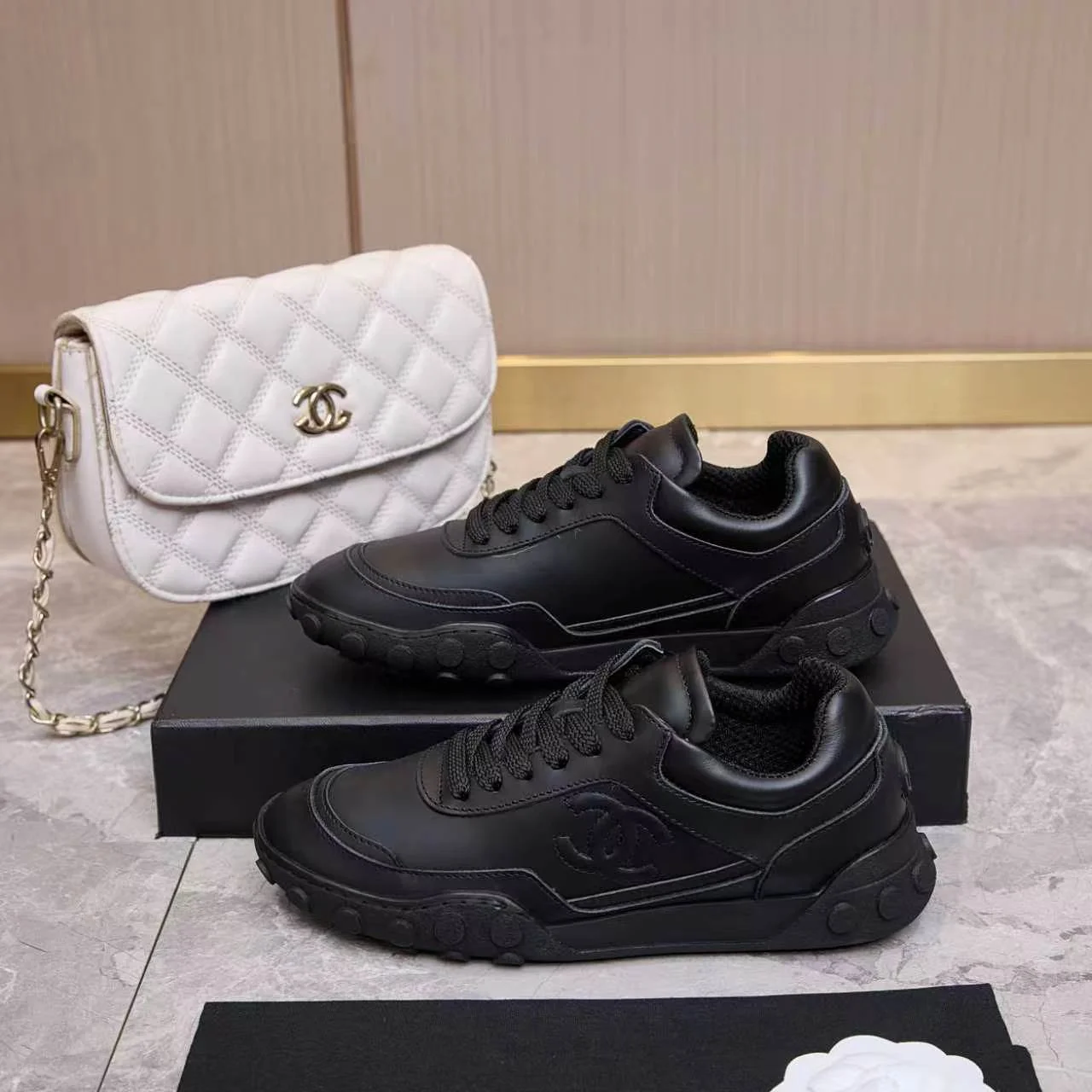 CHANEL Sneakers Leather Black EU35-41 B60202609110568 - Image 7