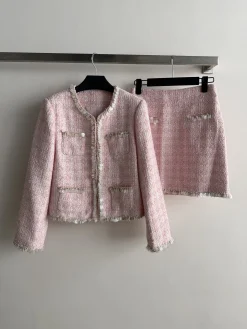 CHANEL Suits Pink-White S-L E25202609061571