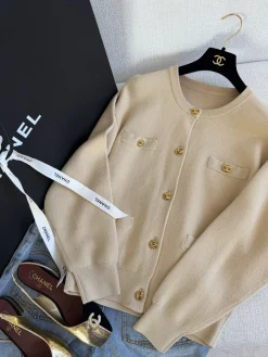 CHANEL Sweaters Beige-Gold S-L D25202609062341