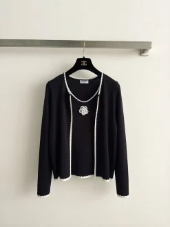 CHANEL Sweaters Black-White S-L B25202609063023