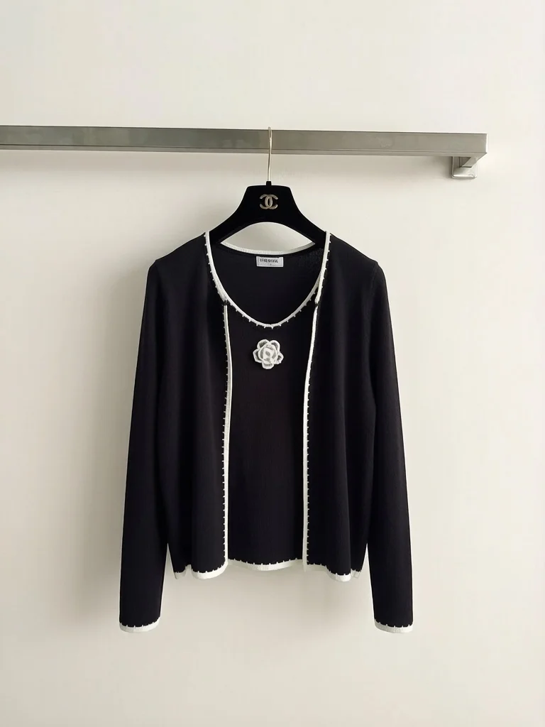 CHANEL Sweaters Black-White S-L B25202609063023