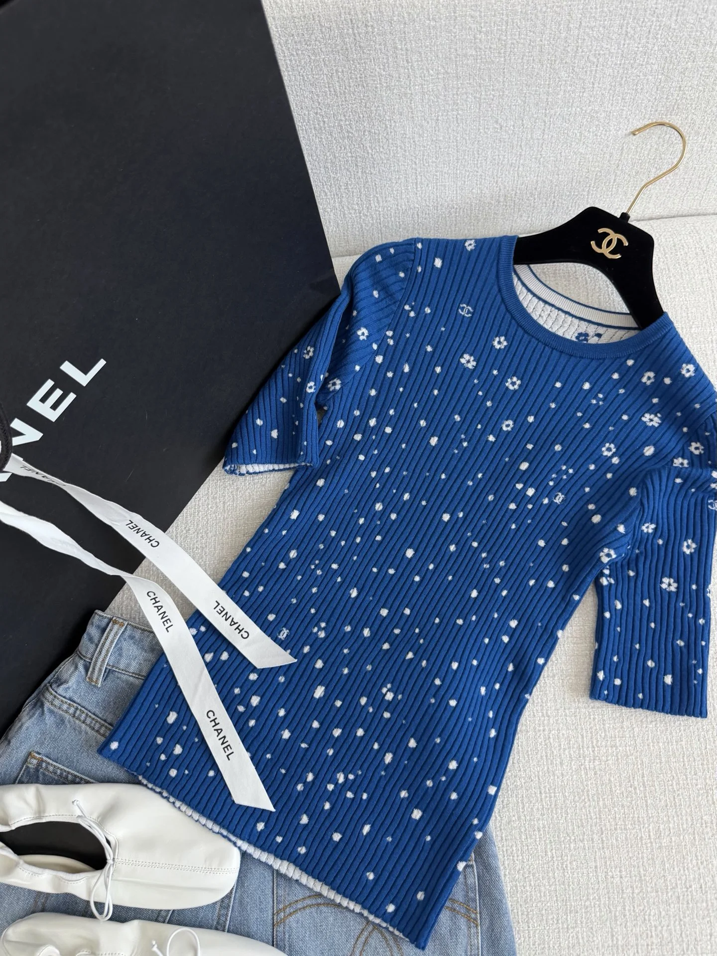 CHANEL Sweaters Blue-White S-L C55202609061998