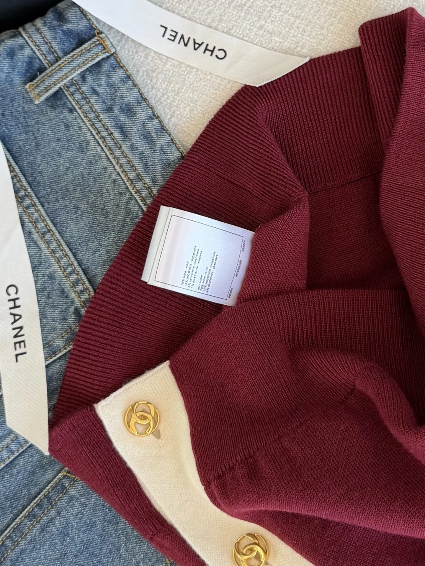 CHANEL Sweaters Cashmere Black-White-Gold-Burgundy S-L C75202609060289 - Image 7