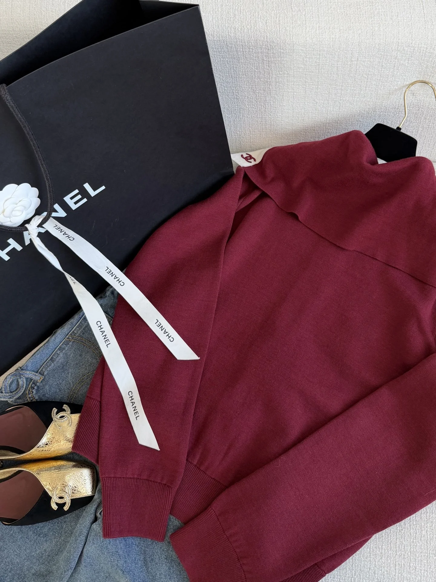 CHANEL Sweaters Cashmere Black-White-Gold-Burgundy S-L C75202609060289 - Image 8