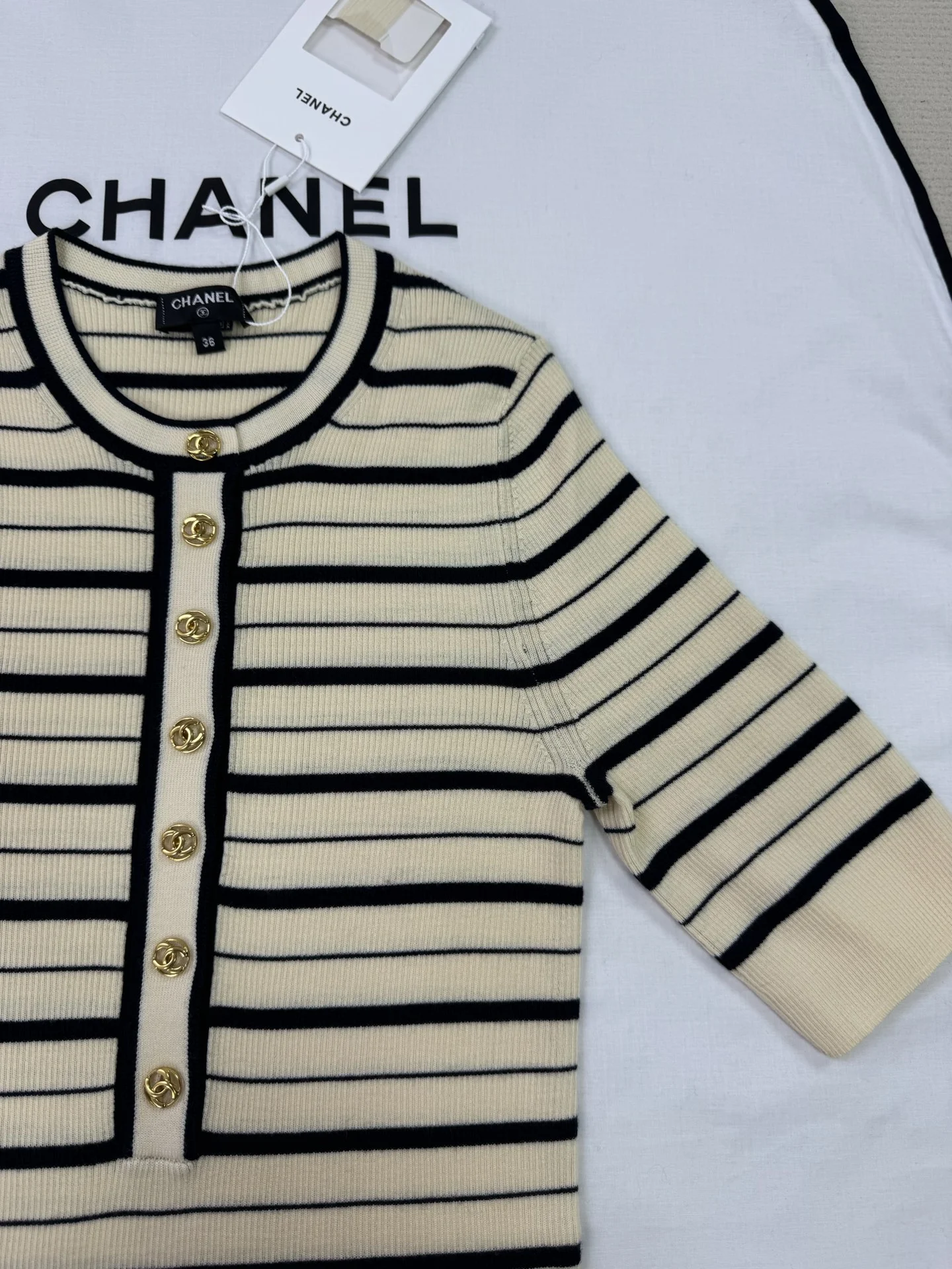 CHANEL Sweaters Cream-Black S-L C45202609061754 - Image 6