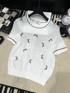 CHANEL Sweaters Ice Silk Knit White-Black S-L A90202609061865
