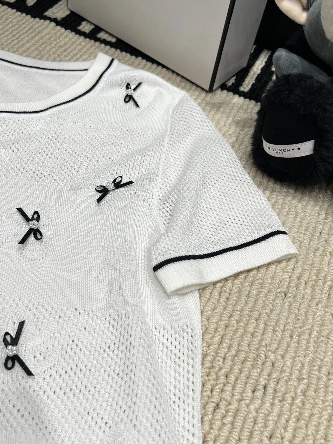 CHANEL Sweaters Ice Silk Knit White-Black S-L A90202609061865 - Image 3