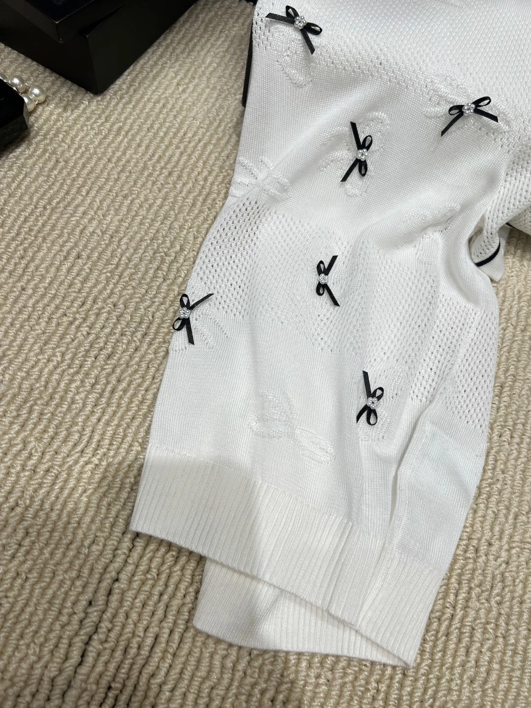 CHANEL Sweaters Ice Silk Knit White-Black S-L A90202609061865 - Image 4