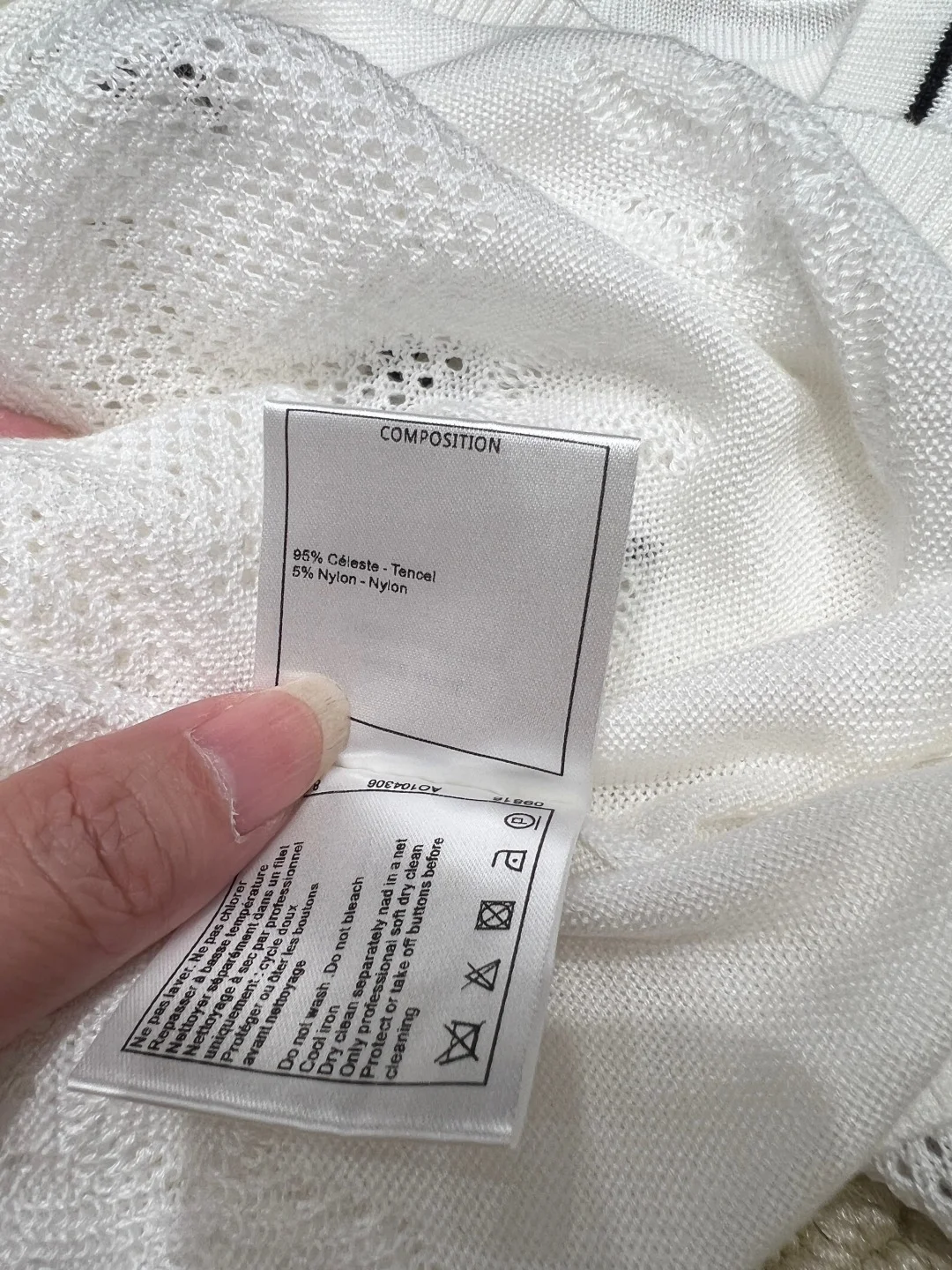 CHANEL Sweaters Ice Silk Knit White-Black S-L A90202609061865 - Image 6